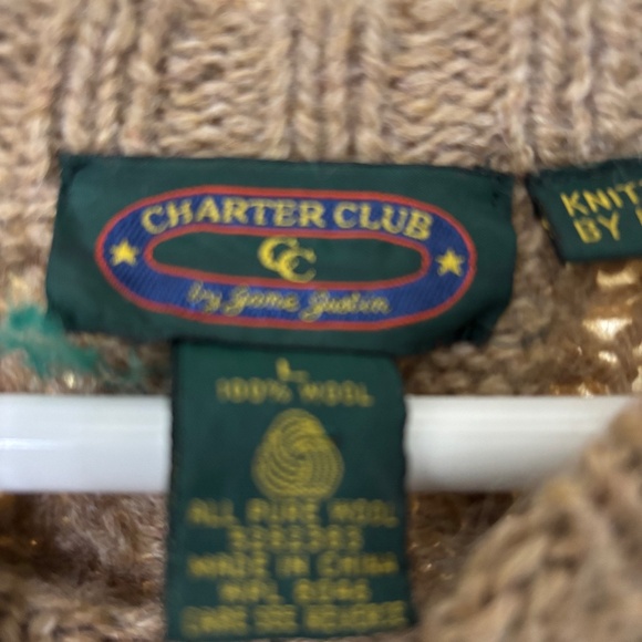 Charter Club By Jane Justin Woman’s Vintage Wool Cable Knit Sweater Brown Size L - Picture 5 of 6